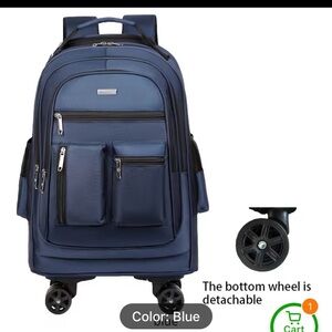 Blue Backpack with Wheels